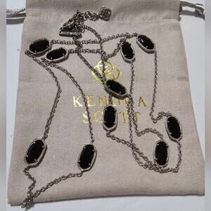 KENDRA SCOTT Kellie Silver and Black Onyx‎ Stone Long Station Necklace
